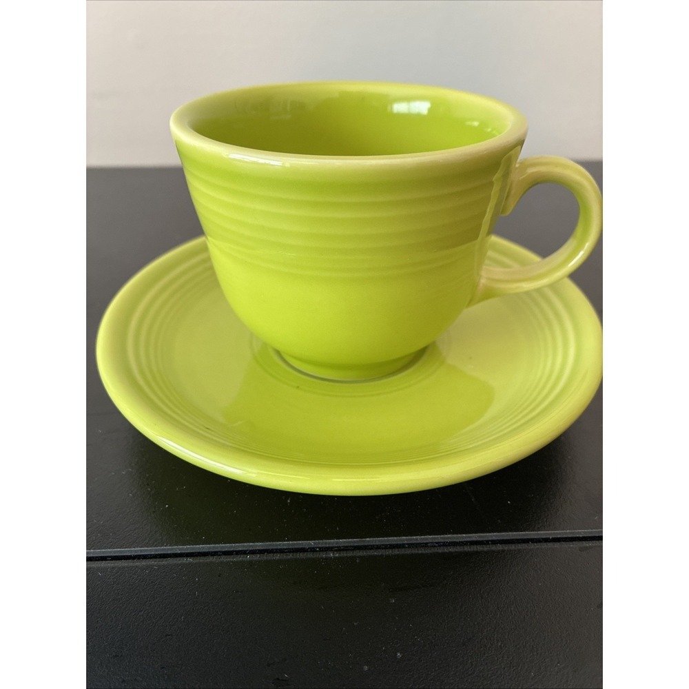 Fiesta Retired Lemongrass Teacup & Saucer Set Fiestaware  Excellent LN Cond